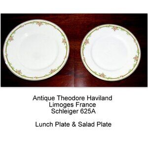 Antique Theodore Haviland Limoges France Schleiger 625A Lunch Plate, Salad Plate